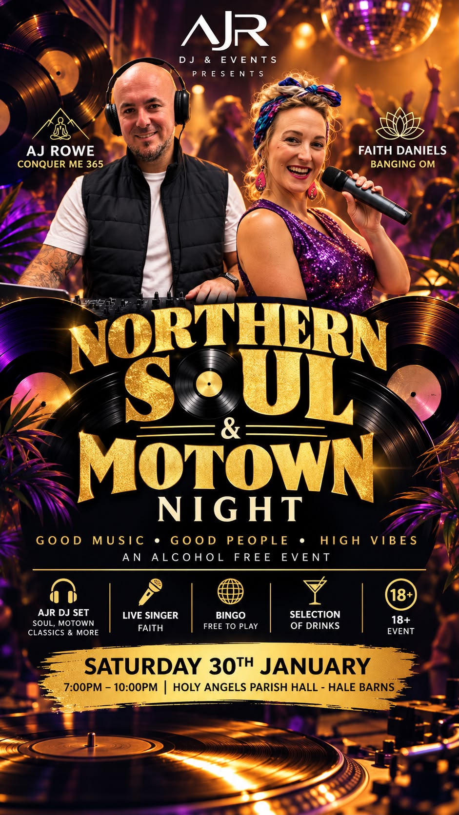 Northern Soul and Motown Night Manchester, AJ Rowe and Faith Daniels, January 2027